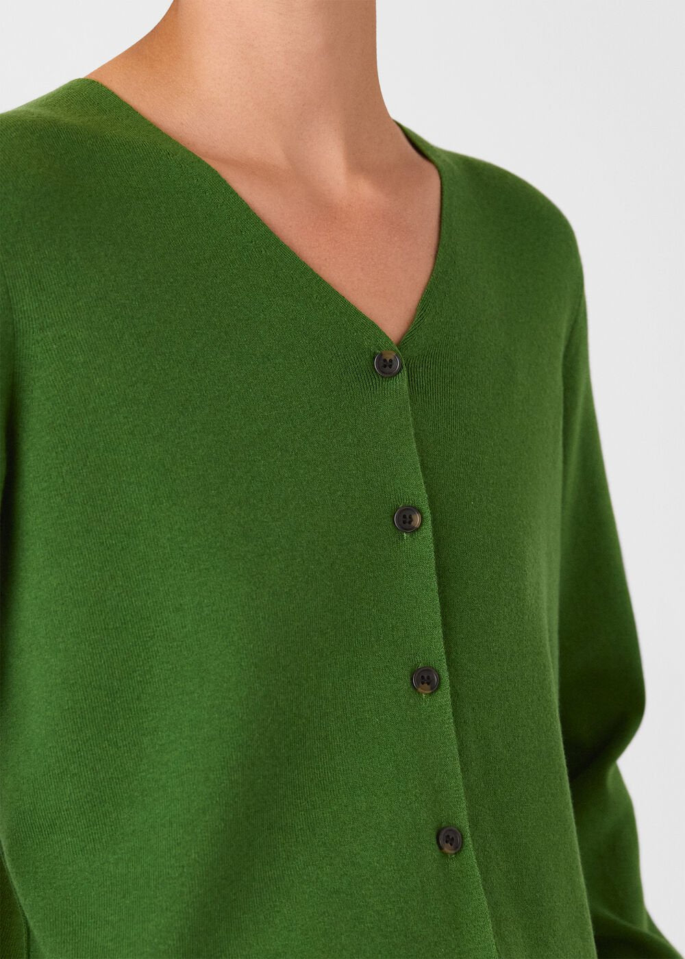 Green V Neck Button Front Cardigan