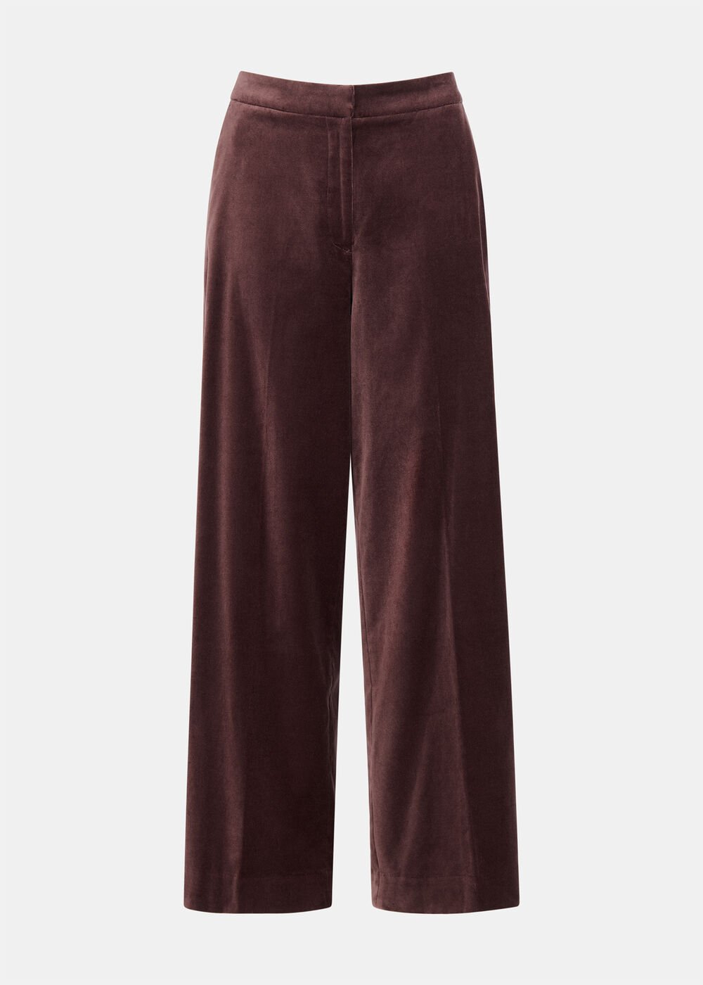 Brown Velvet Straight Leg Trouser