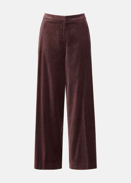 Brown Velvet Straight Leg Trouser