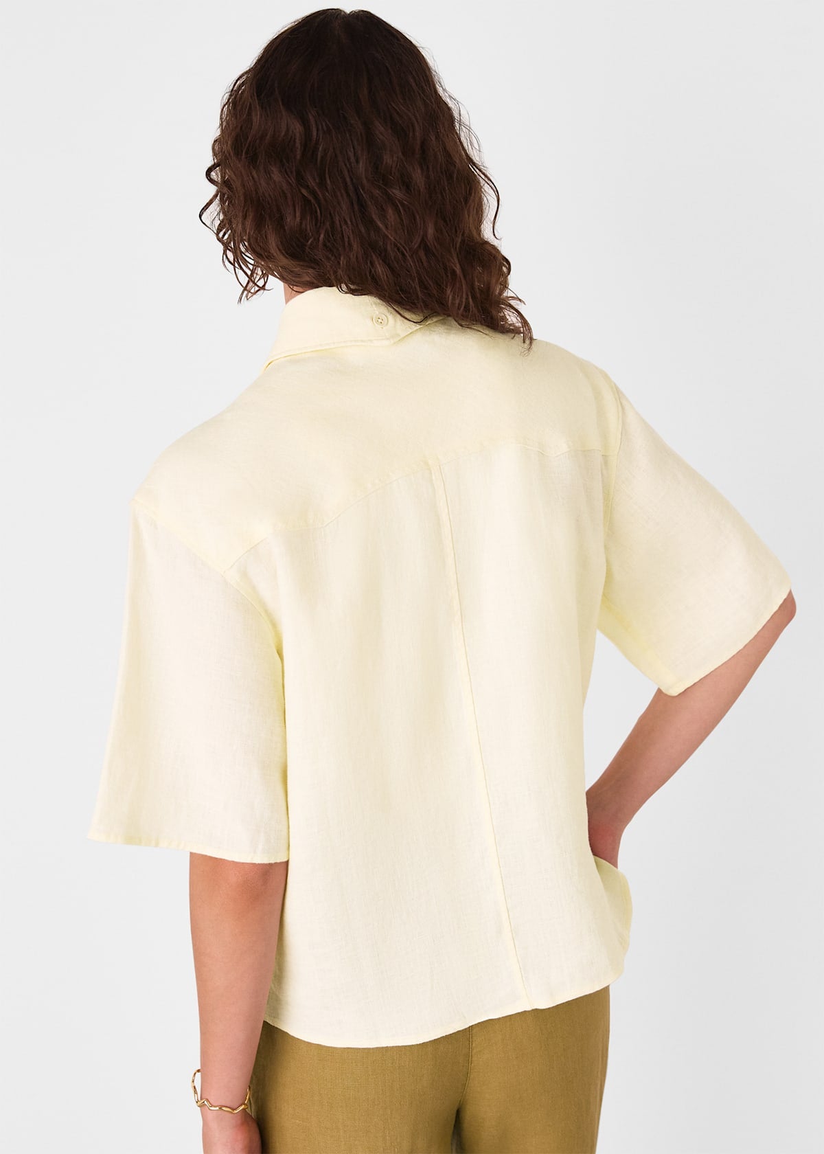 Ivory Linen Western Detail Shirt