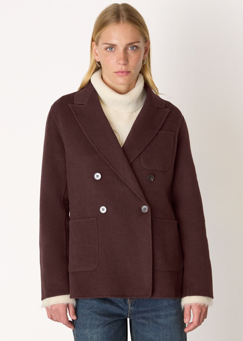 Chocolate Wool Blazer Coat