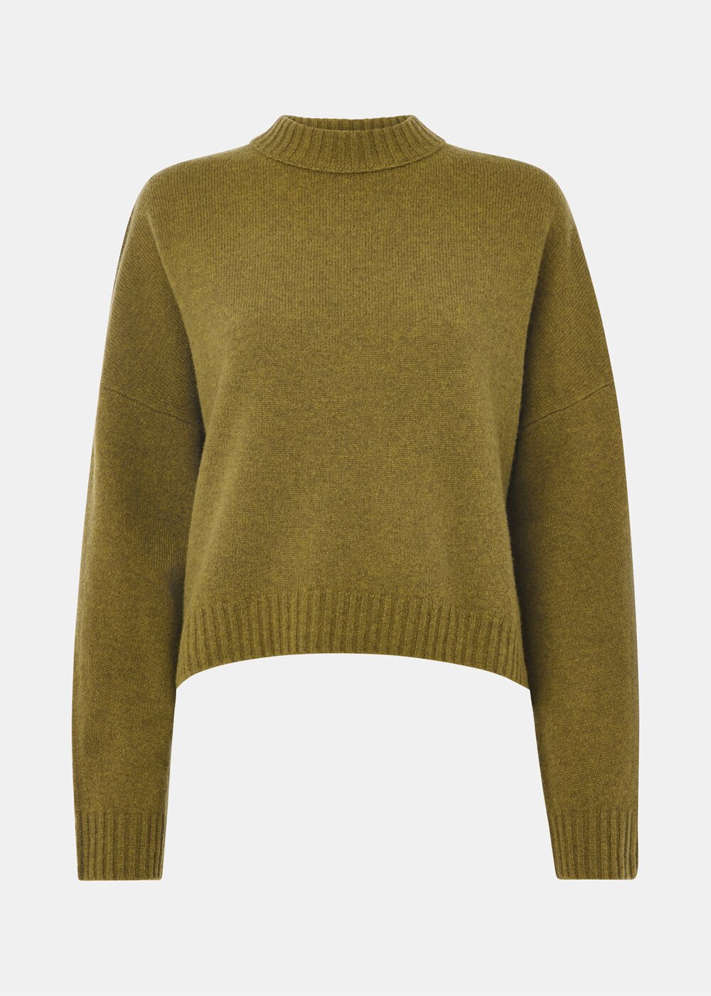 Olive Wool Curved Hem Knit