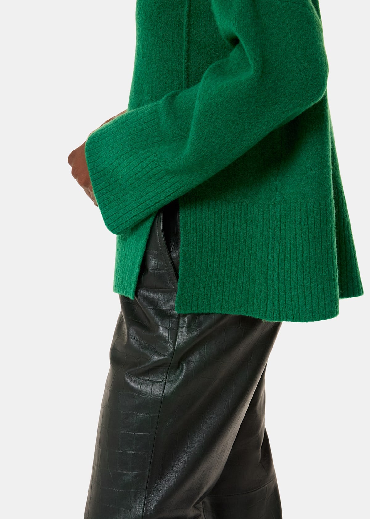 Green Wool Mix Roll Neck Knit Jumper