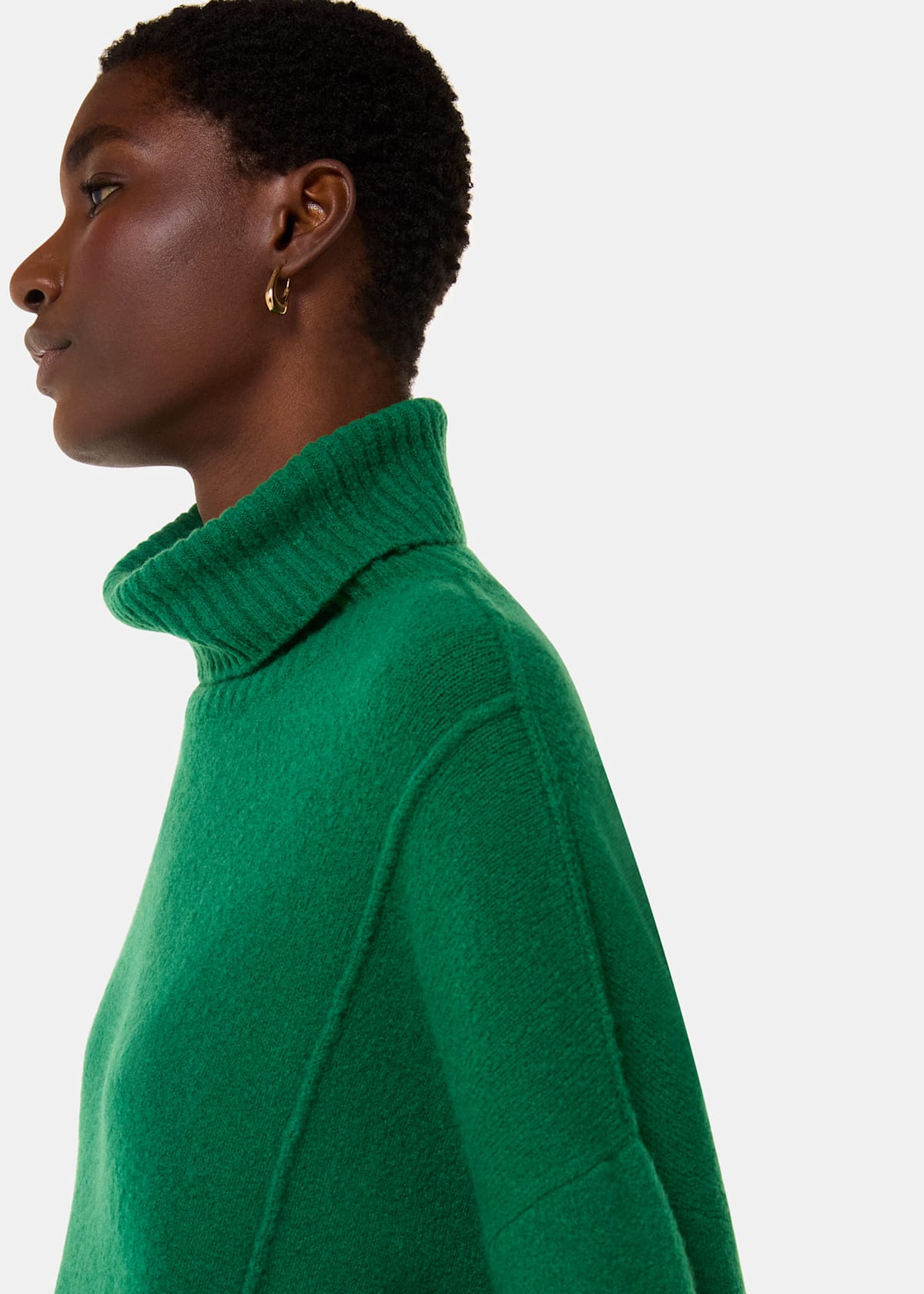 Green Wool Mix Roll Neck Knit Jumper