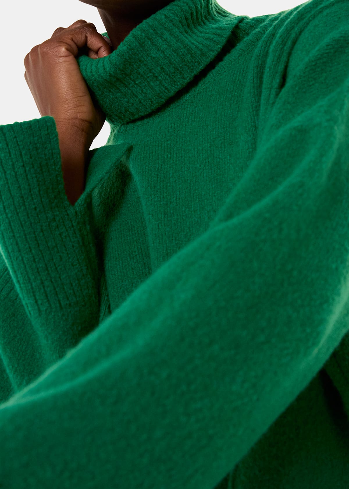 Green Wool Mix Roll Neck Knit Jumper