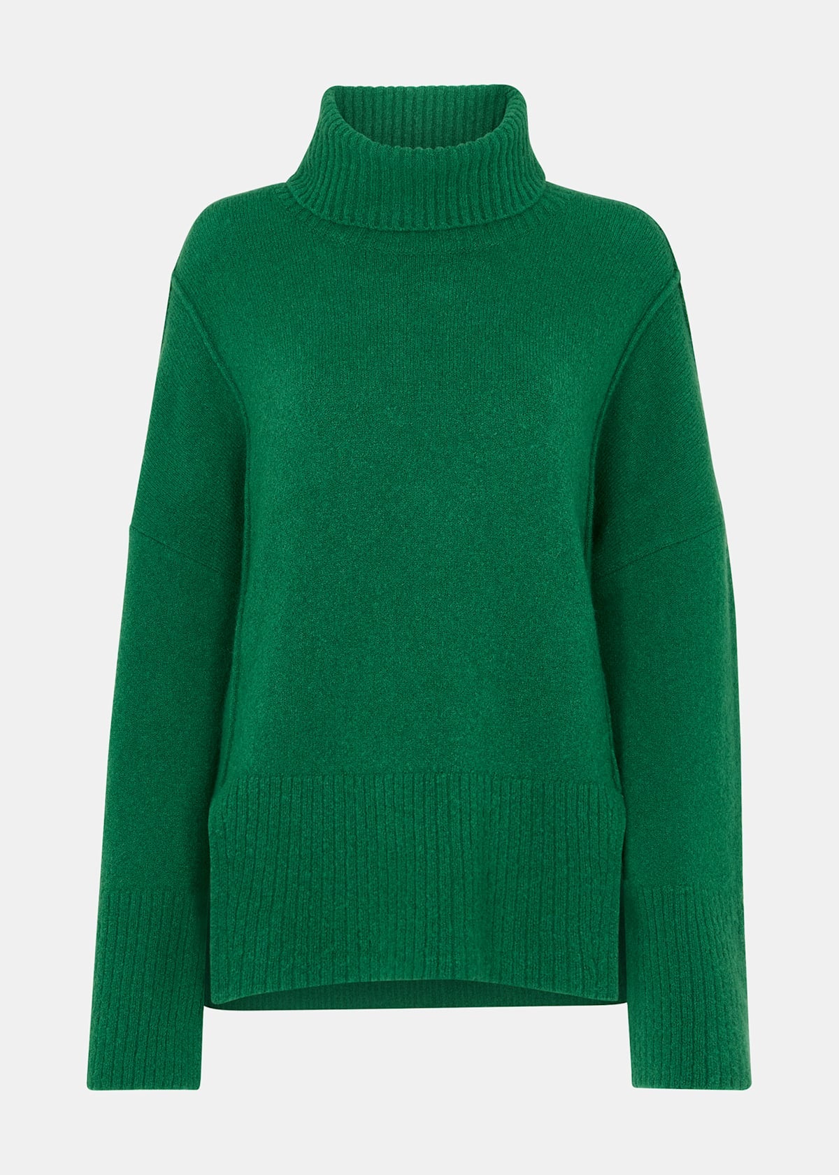 Green Wool Mix Roll Neck Knit Jumper