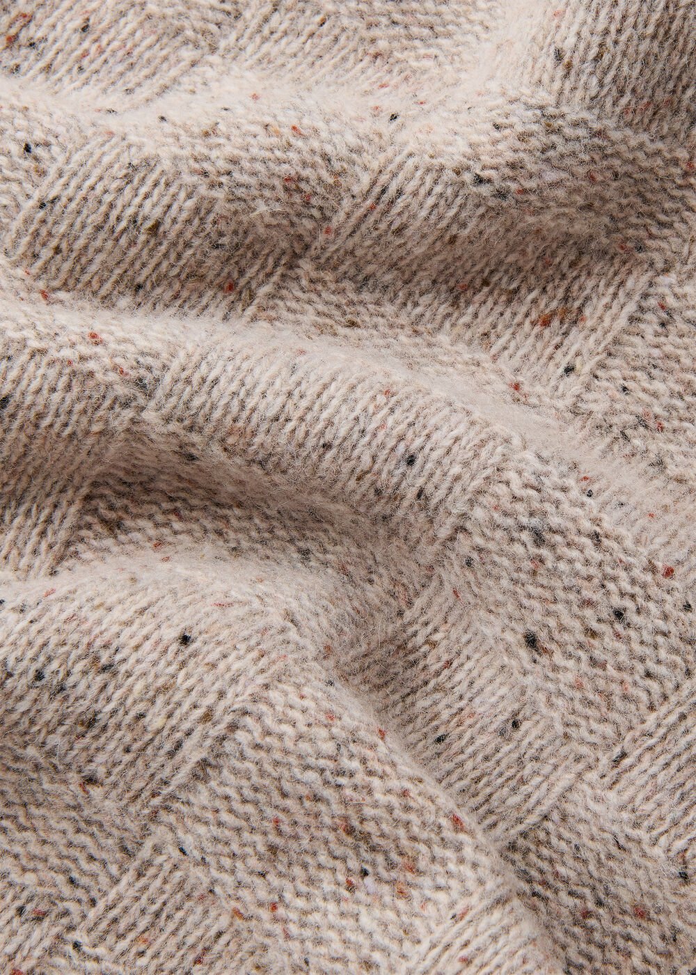 Neutral Wool Textured Check Knit