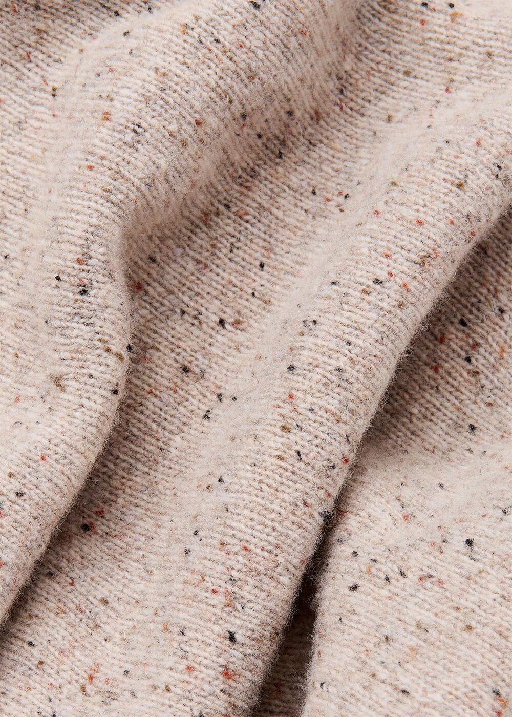 Neutral Wool Textured Midi Skirt