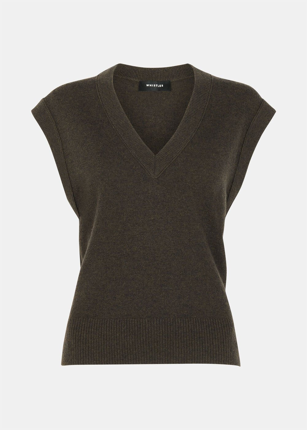 Khaki Wool V Neck Tank Top