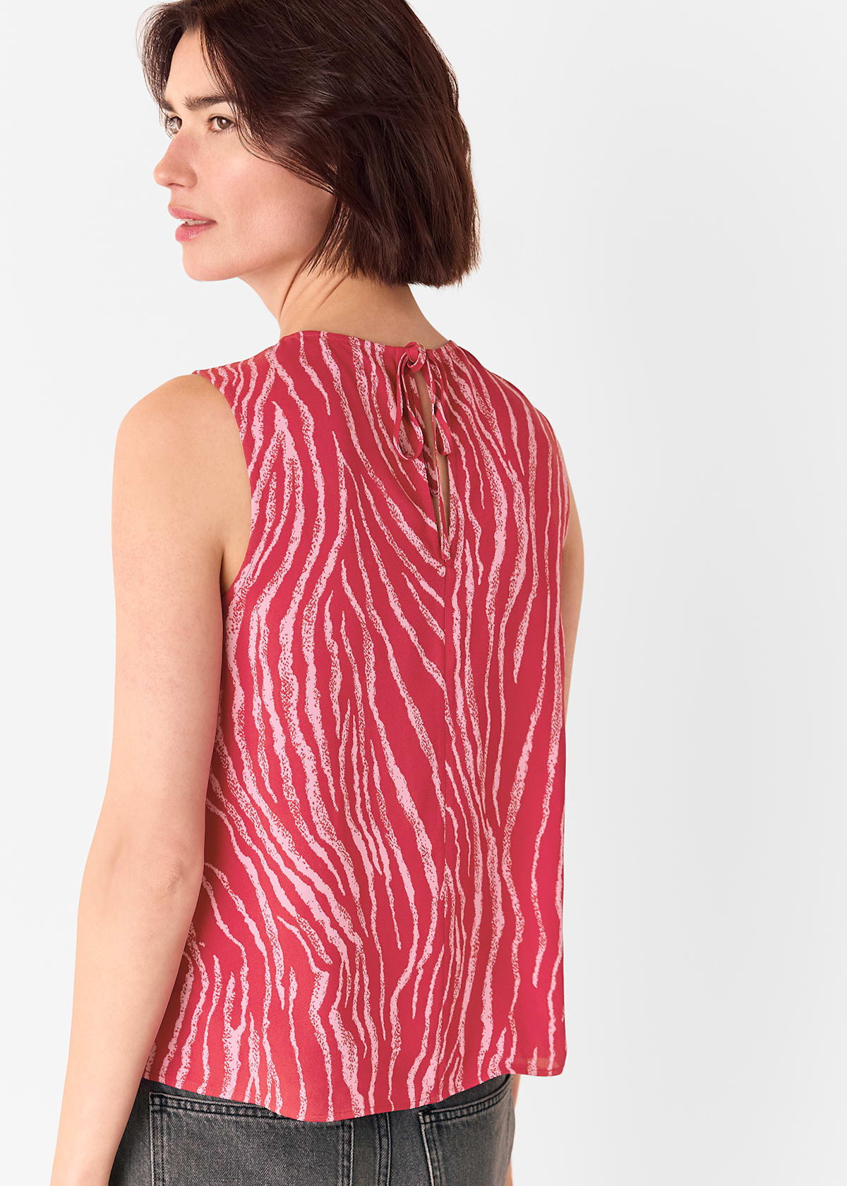 Red/Multi Zebra Layered Wrap Crepe Tank