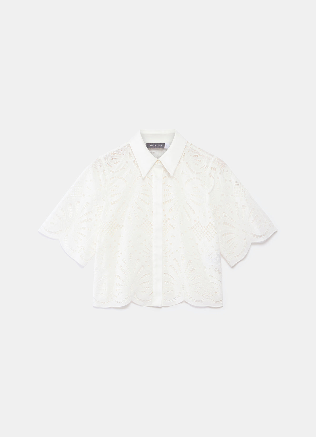 White Broderie Cropped Shirt