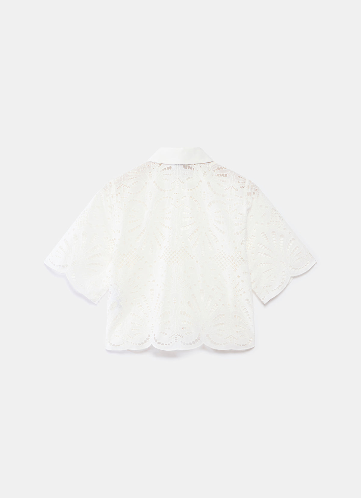 White Broderie Cropped Shirt