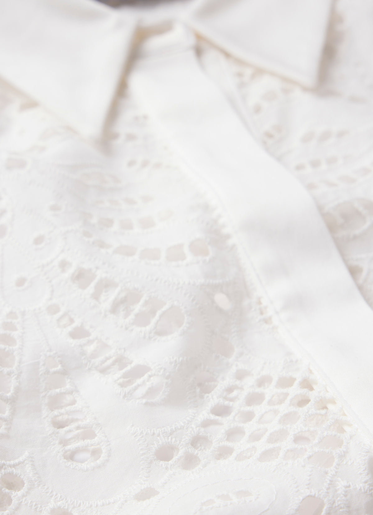 White Broderie Cropped Shirt