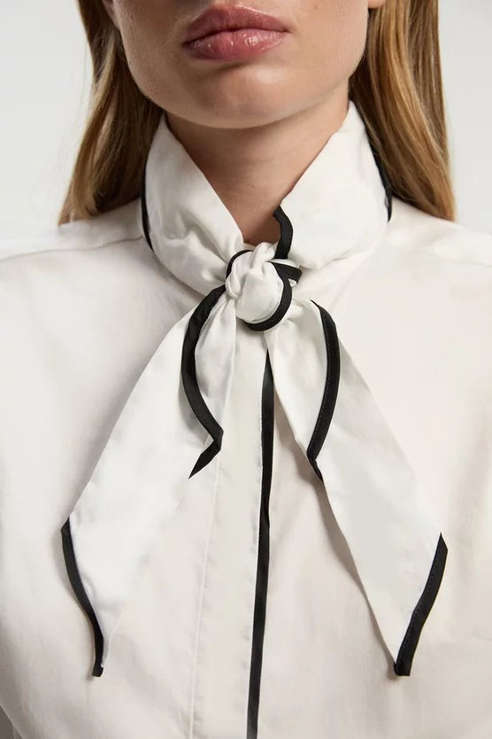 Detachable Scarf with Contrast Detail Woven Shirt