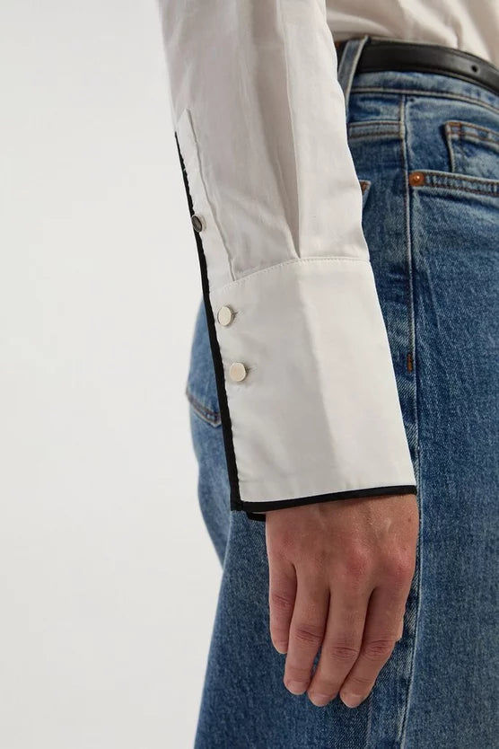 Detachable Scarf with Contrast Detail Woven Shirt