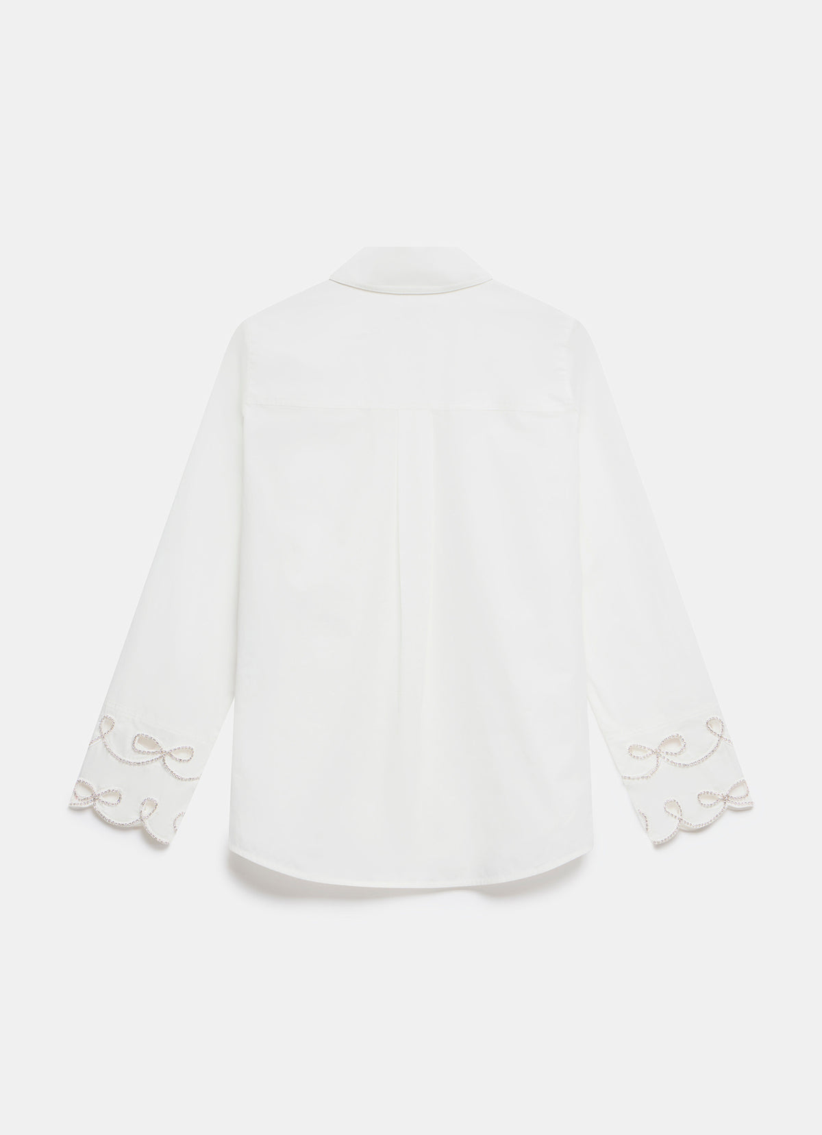 White Cotton Embellished Cuff Shirt