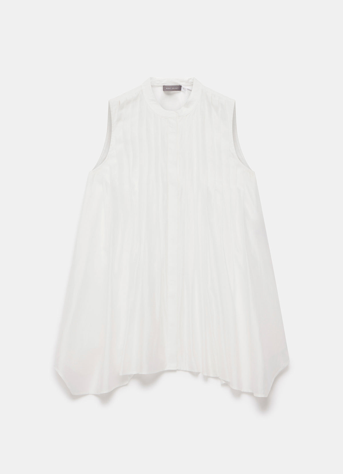 White Sheer Pleat Detail Top