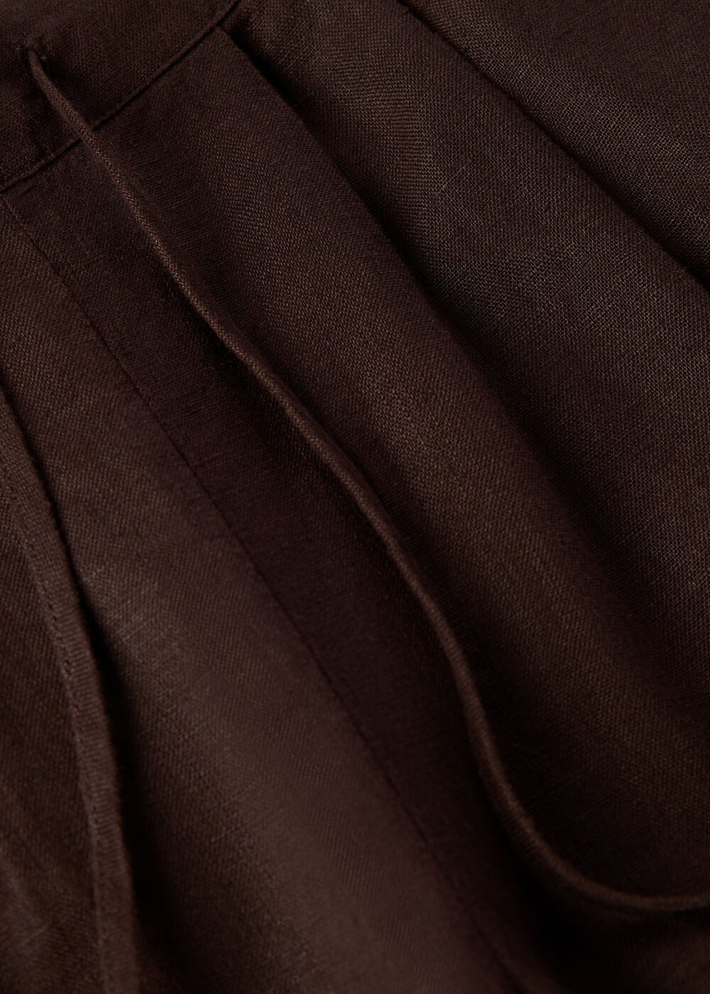 Brown Wide Leg Linen Trousers