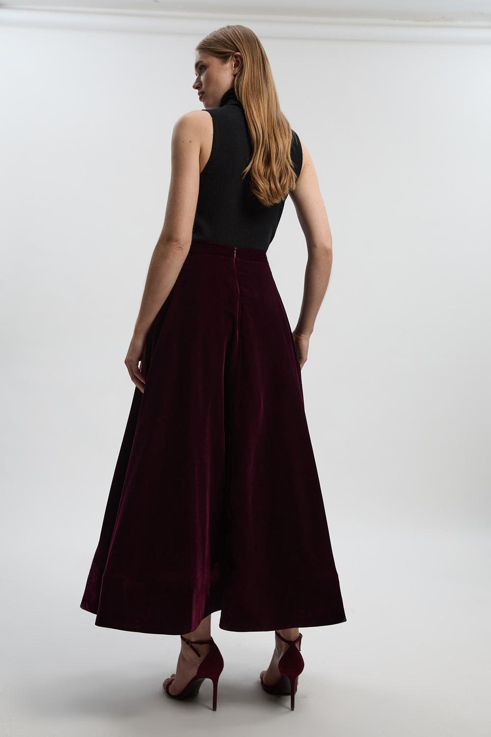Velvet Woven Prom Maxi Skirt