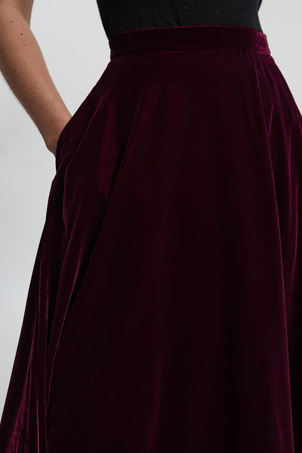 Velvet Woven Prom Maxi Skirt