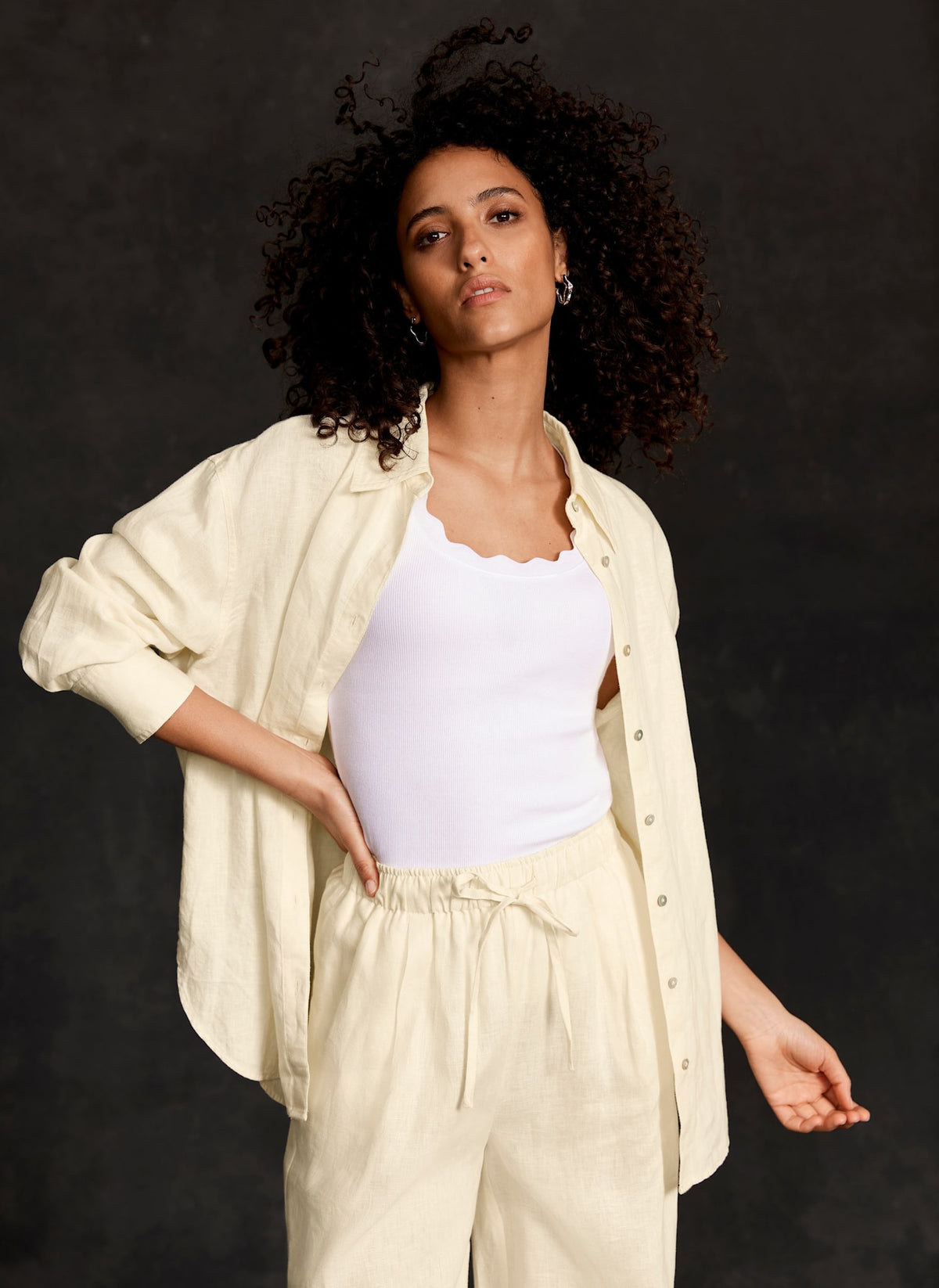 Yellow Linen Long Sleeve Shirt