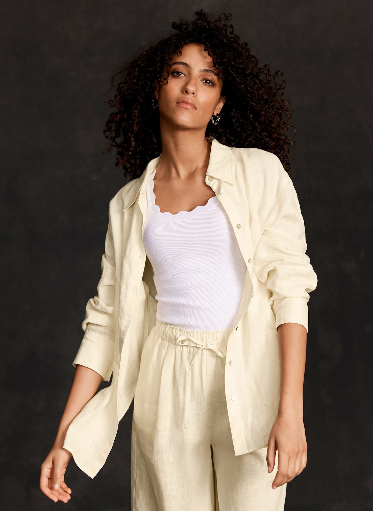 Yellow Linen Long Sleeve Shirt