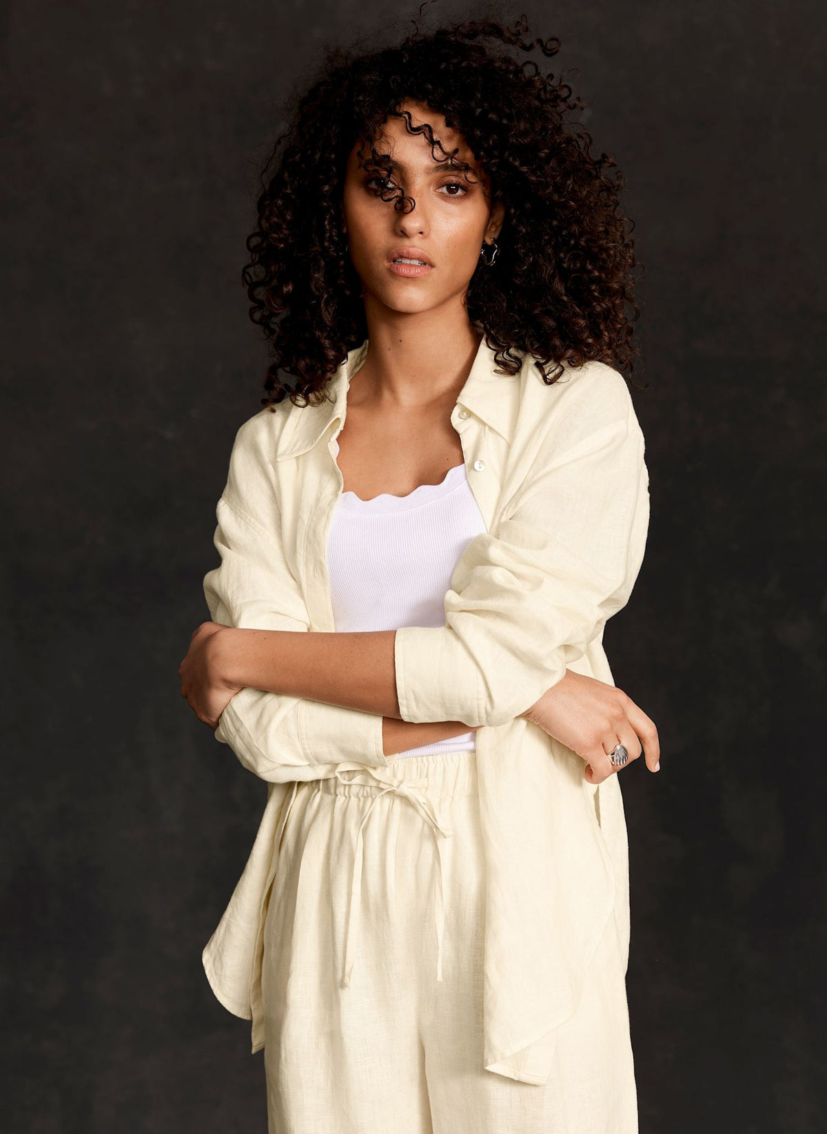 Yellow Linen Long Sleeve Shirt