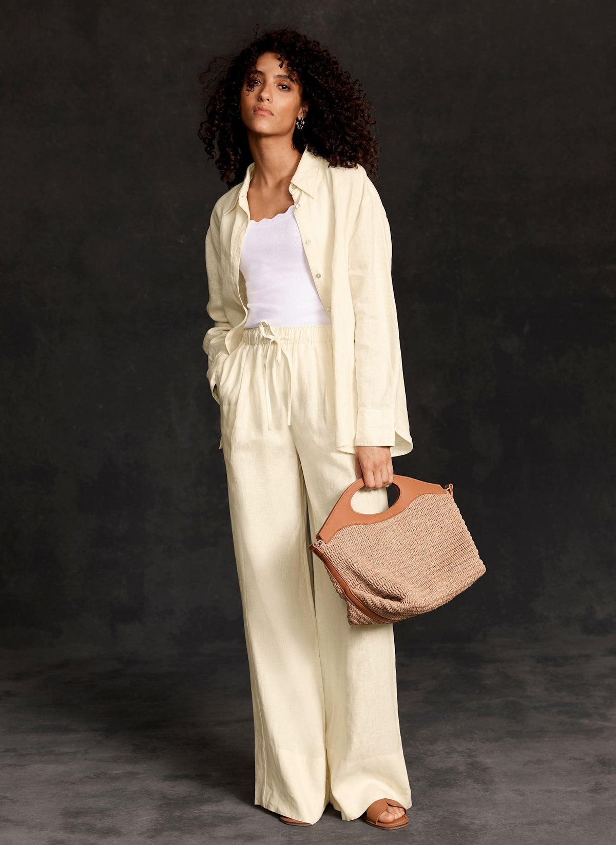 Yellow Linen Long Sleeve Shirt
