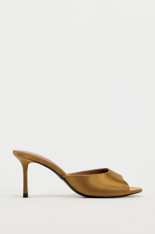 Fabric heeled mules