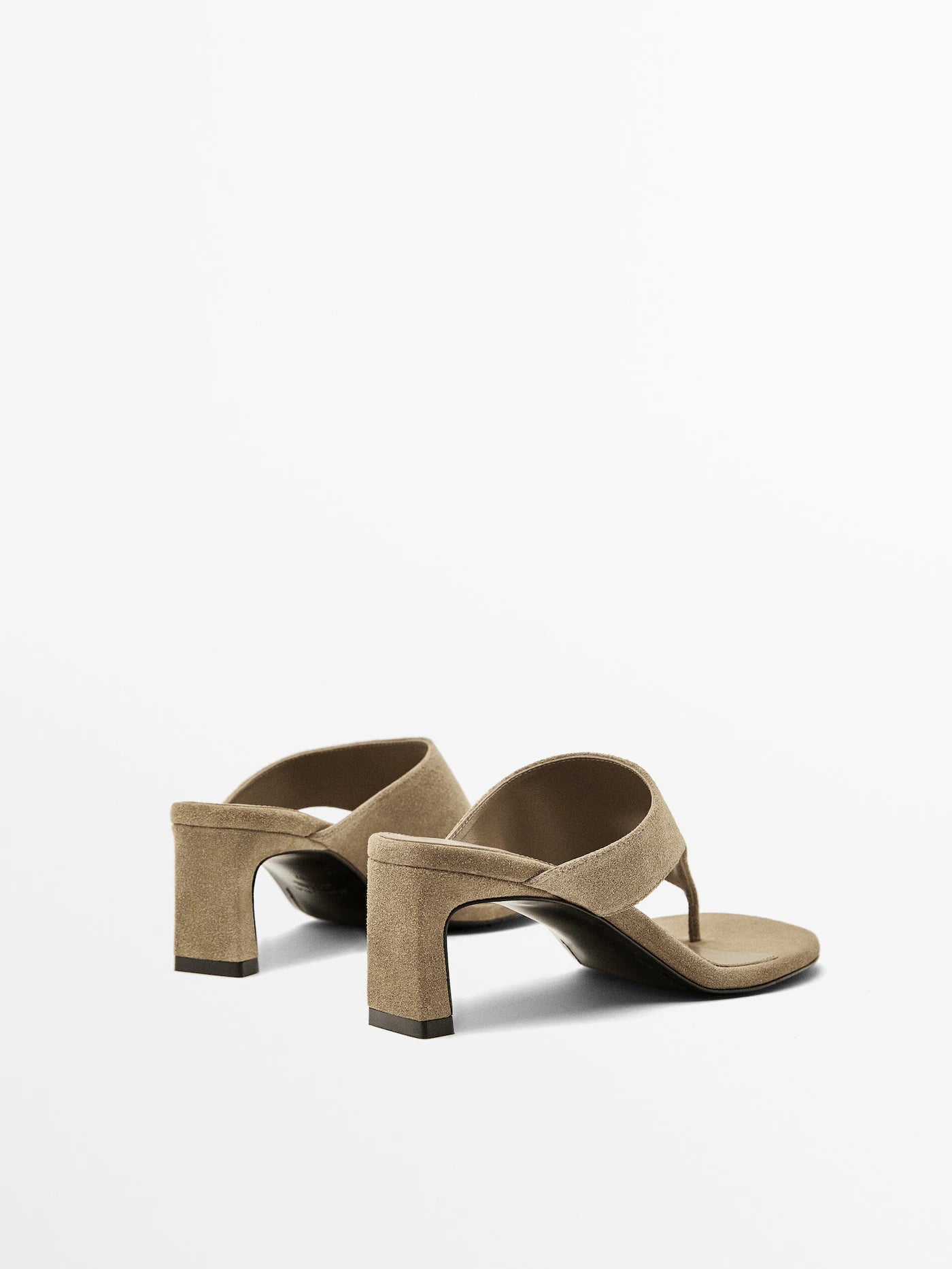 Split leather heeled sandals