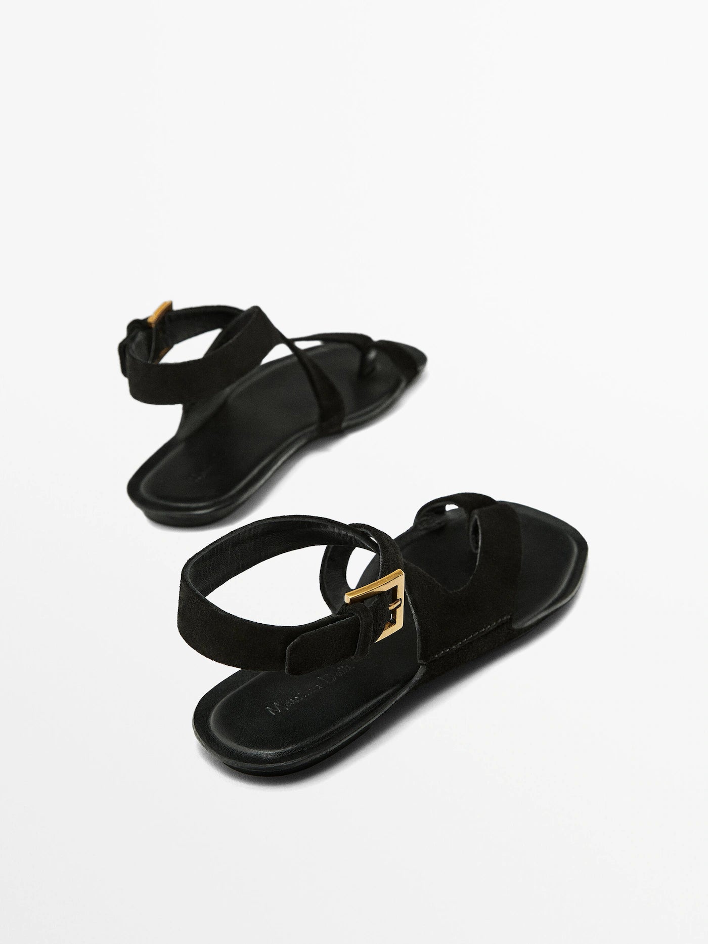Split suede flat sandals