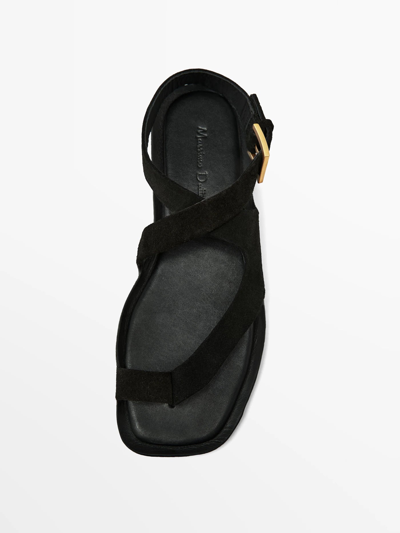 Split suede flat sandals