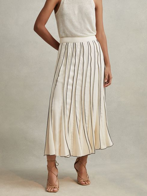 Contrast ruffle midi skirt