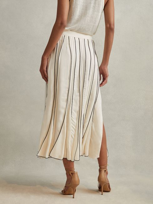 Contrast ruffle midi skirt