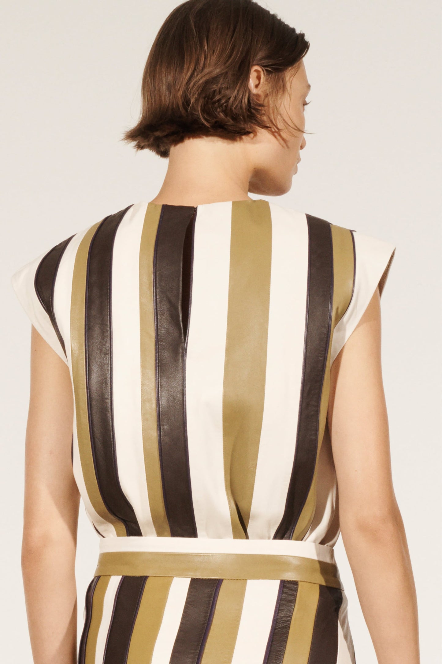 Striped leather top