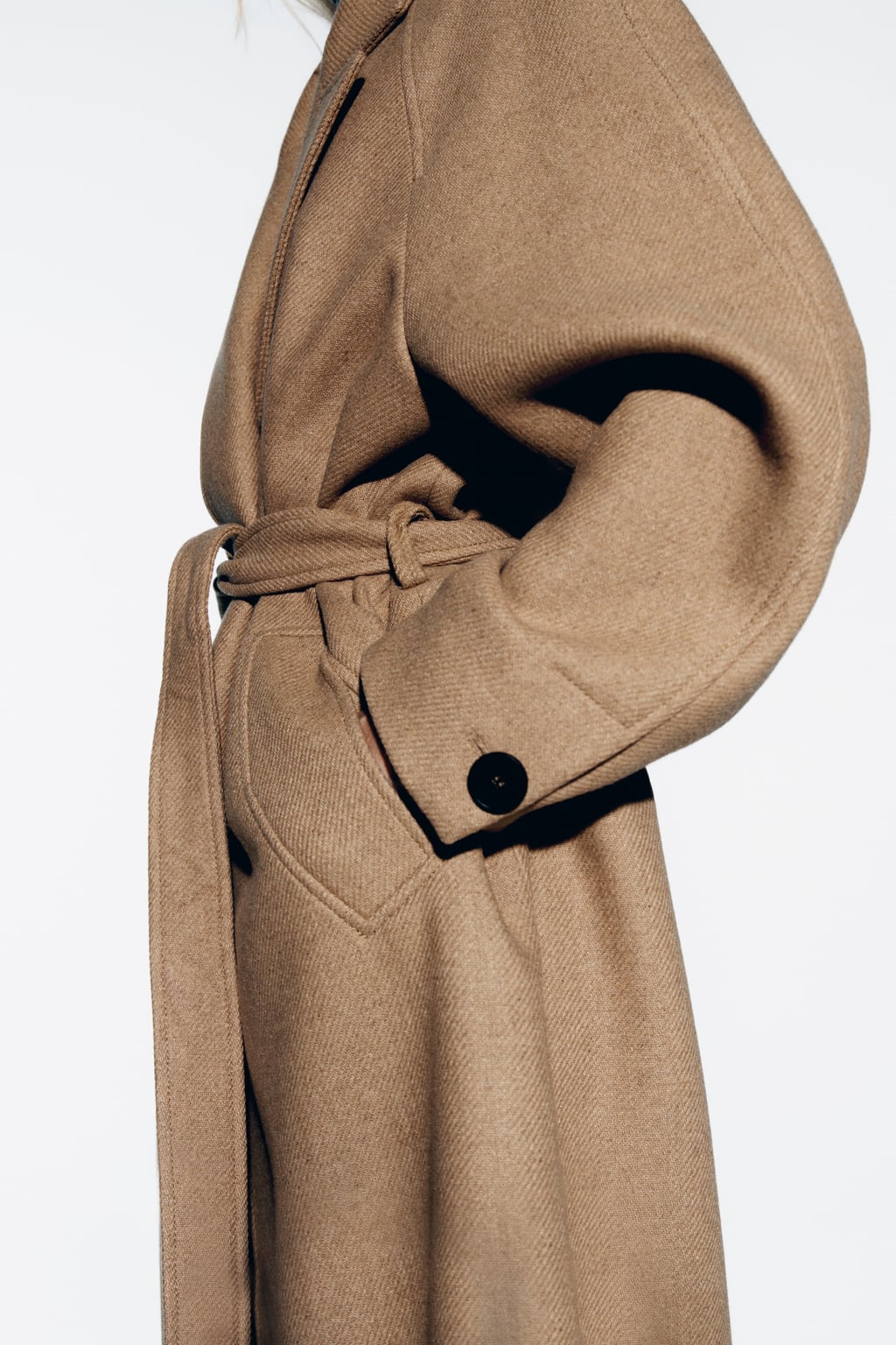 Longline belted wool coat