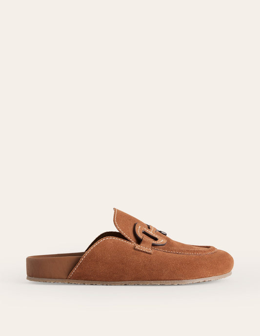 Leather suede mules