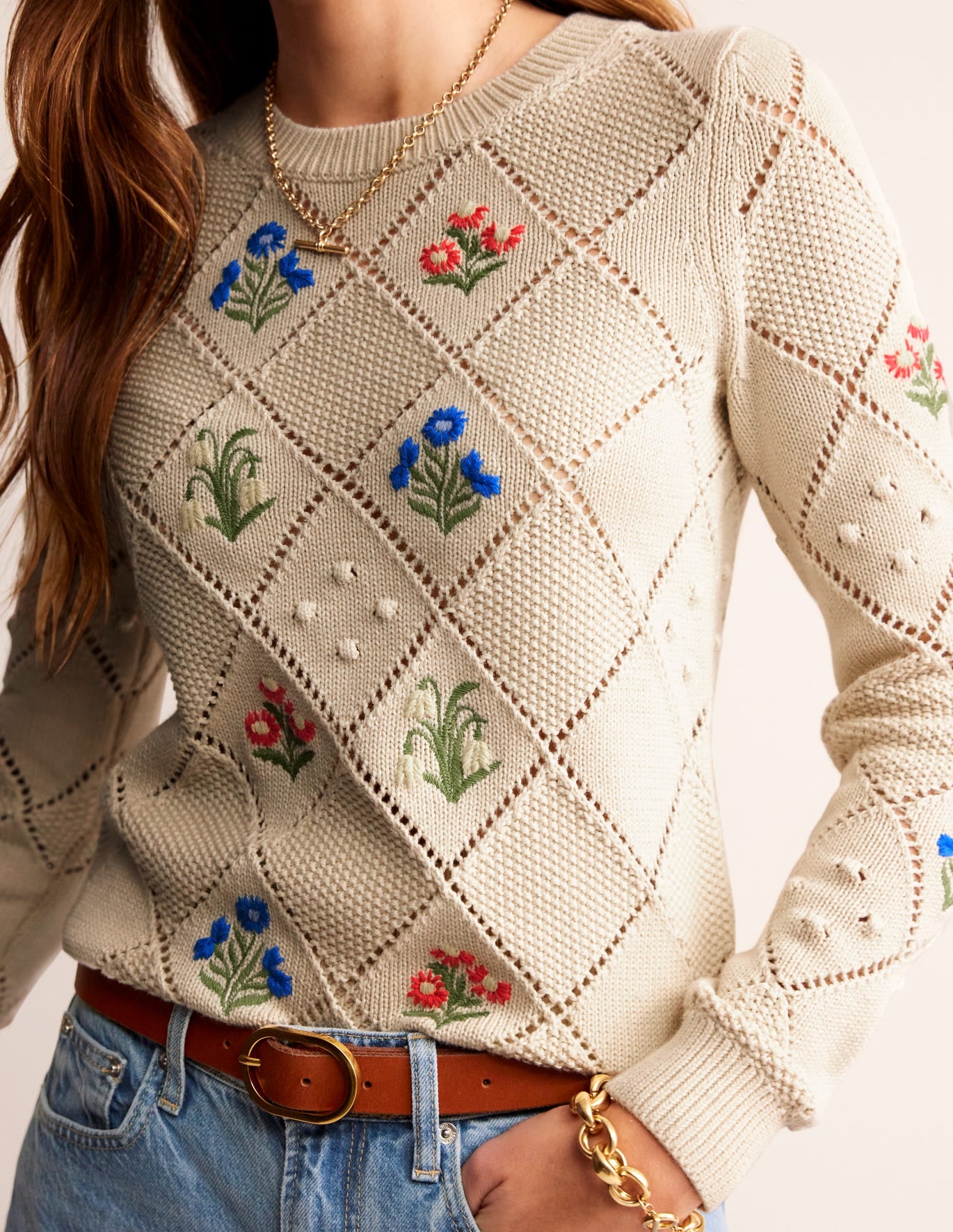 Cotton embroidered jumper