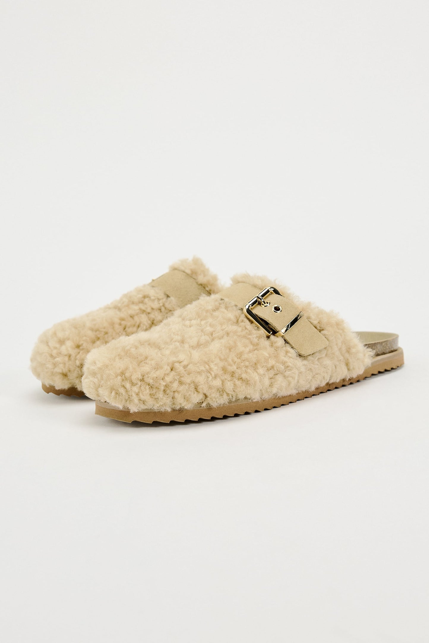 Faux shearling clog slippers
