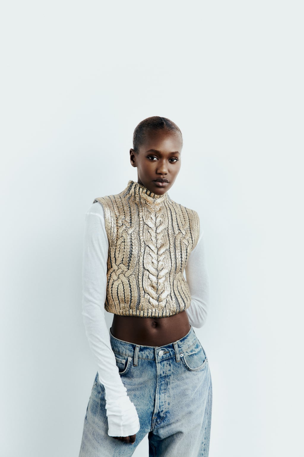 Cable knit vest top