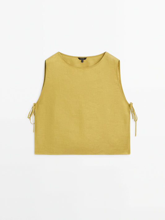 Linen top with side tie