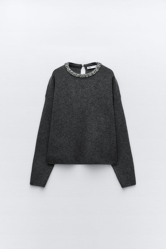 Knit rhinestone sweater