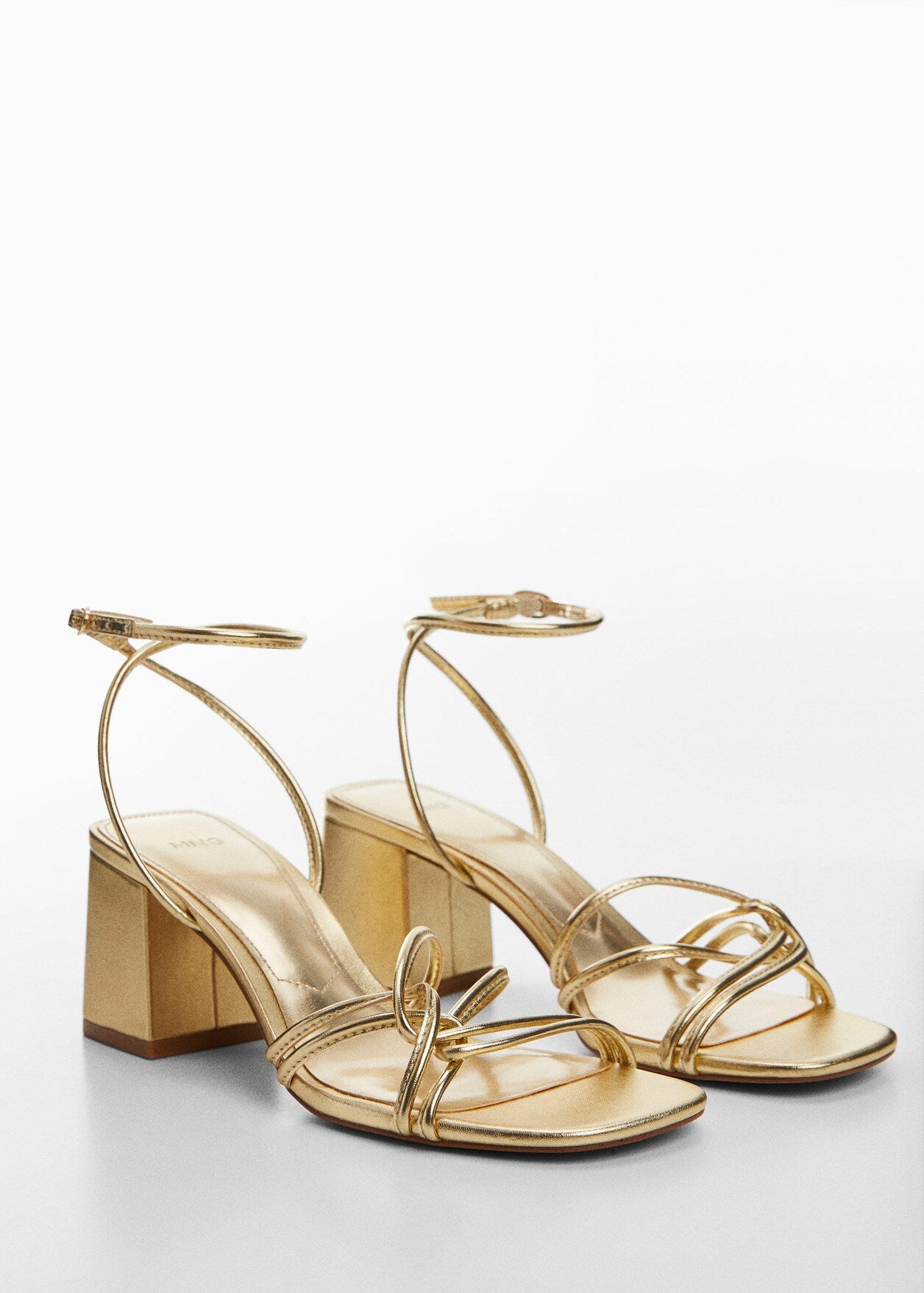 Metallic strappy heeled sandals
