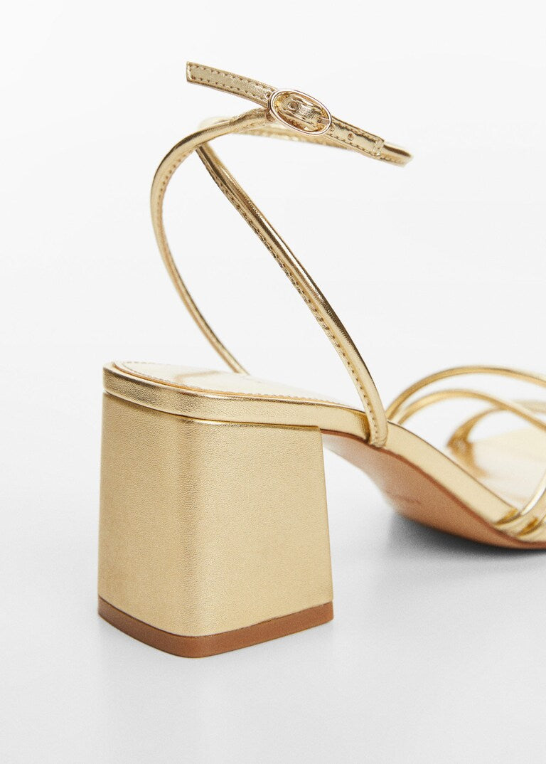 Metallic strappy heeled sandals