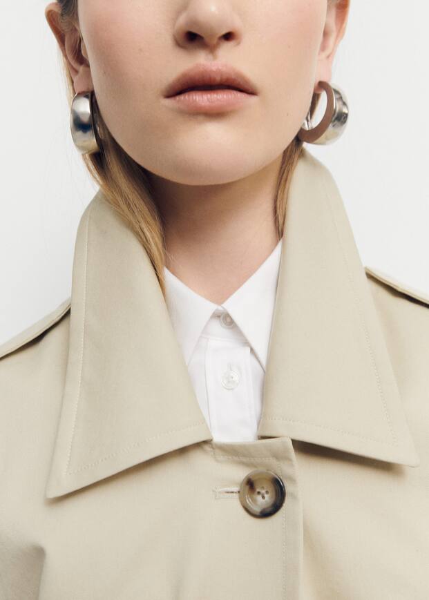 Cotton trench coat with shirt collar
