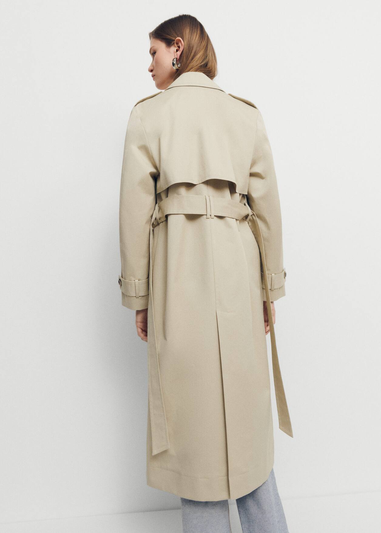 Cotton trench coat with shirt collar