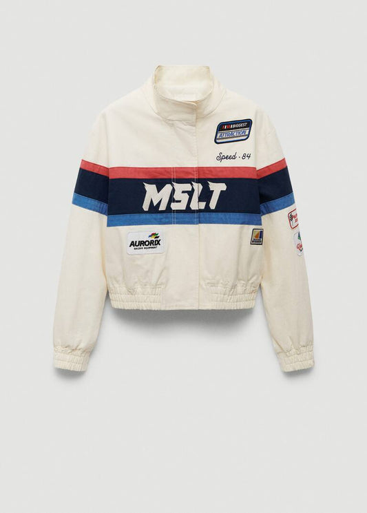 Cotton racing jacket with patches