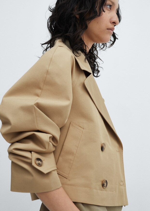 Cropped trench coat with lapels