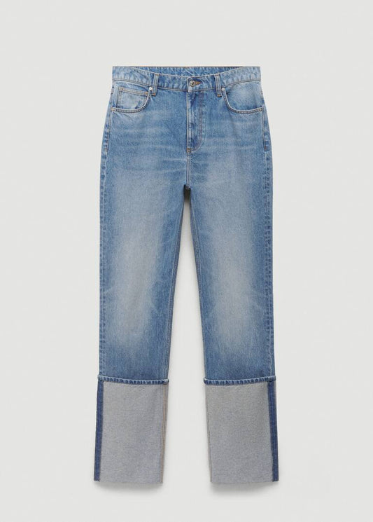 Turned-up straight jeans