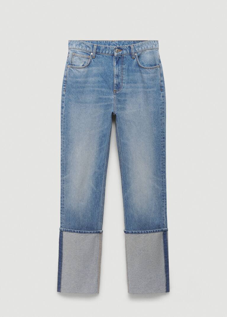 Turned-up straight jeans